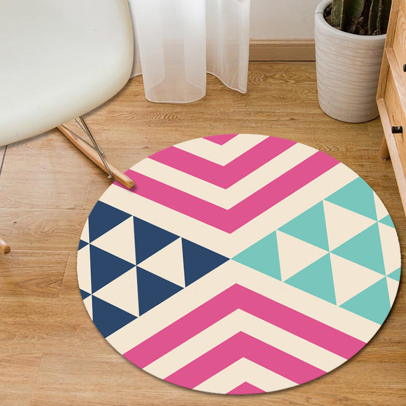 Modern Living Room Rug in Blue and Yellow Geometric Triangle Print Rug Polyester Stain-Resistant Area Rug