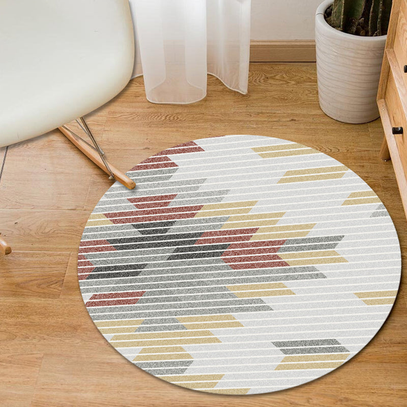 Grey and Yellow Bedroom Rug Modern Geometric Hexagon Triangle Pattern Area Rug Polyester Pet Friendly Carpet