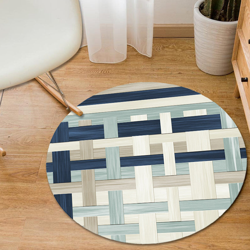 Zeitgenössischer moderner Teppich in grauem und blauem Farbblock-Geometriemuster-Teppich, rutschfester Polyester-Teppich für die Inneneinrichtung