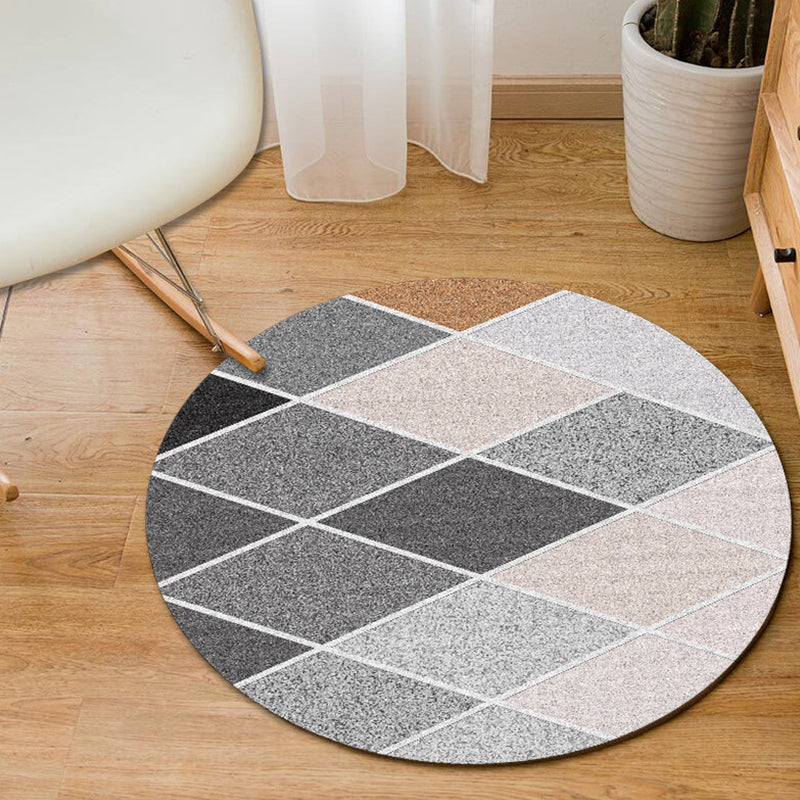 Minimalist Modern Rug in Grey and Blue Geometry Diamond Triangle Pattern Rug Polyester Non-Slip Carpet for Home Decor