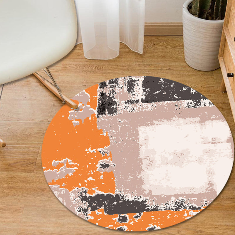 Modern Living Room Rug in Black and Orange Graphics National Flag Print Rug Polyester Pet Friendly Area Rug