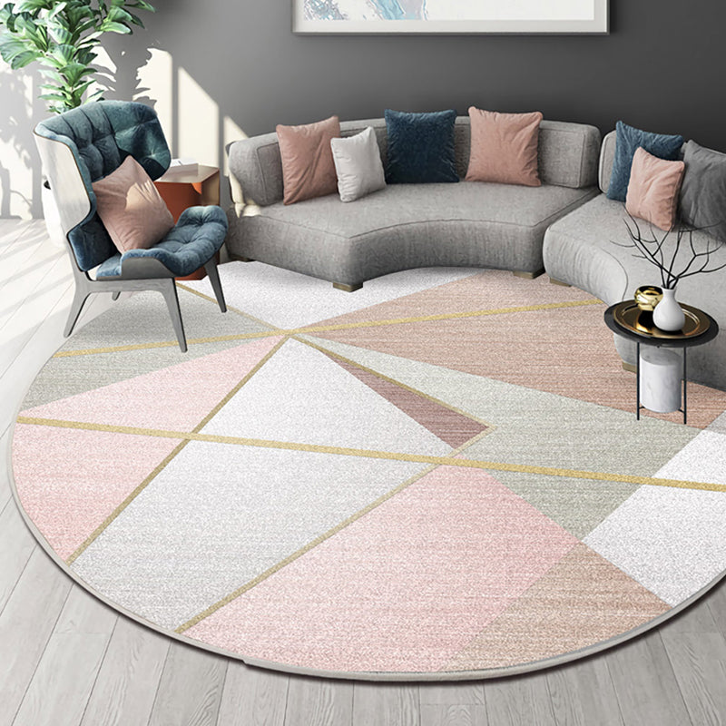 Multicolor Bedroom Rug Contemporary Colorblock Rug Washable Pet Friendly Non-Slip Backing Carpet