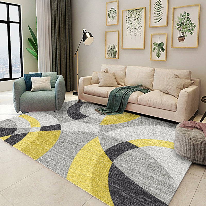 Multicolor Geometric Pattern Rug Polyester Simple Rug Washable Pet Friendly Carpet Area Rug for Living Room