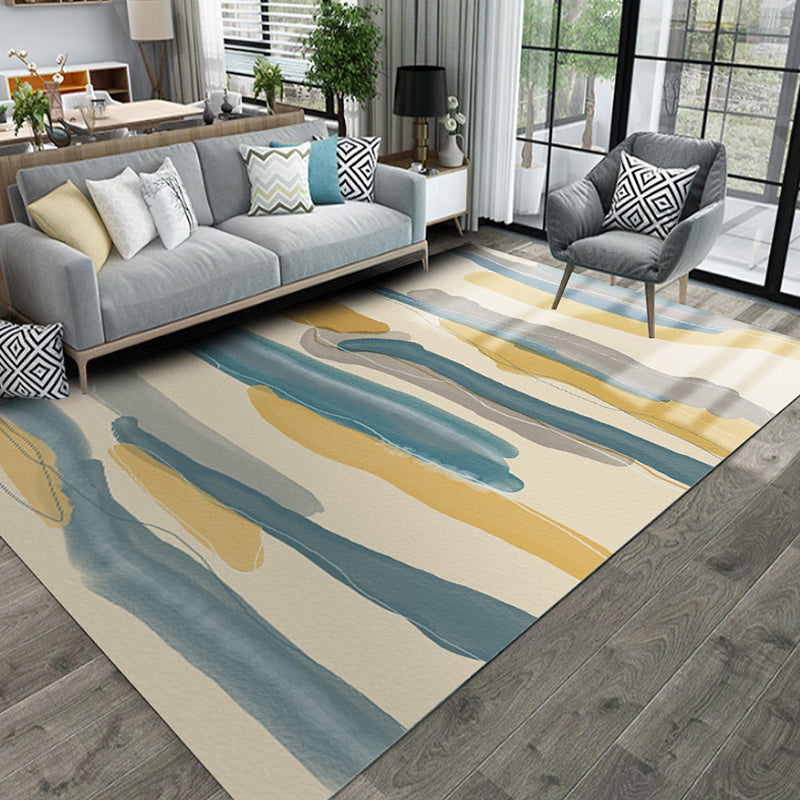 Multicolor Geometric Pattern Rug Polyester Simple Rug Washable Pet Friendly Carpet Area Rug for Living Room