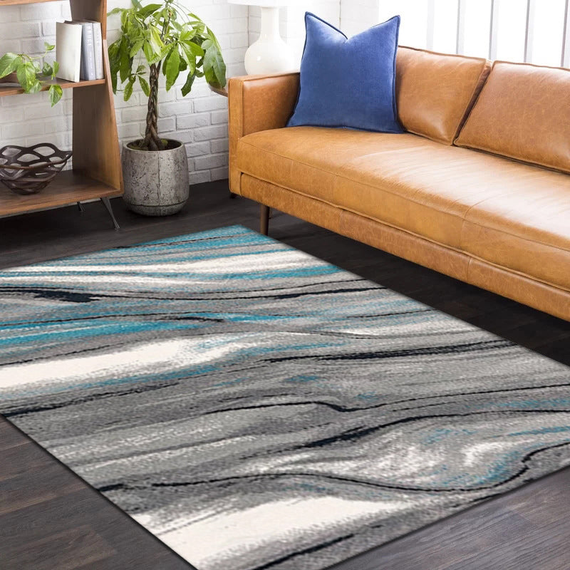 Modern Abstract Rug Multicolor Polyester Rug Washable Non-Slip Pet Friendly Carpet for Living Room
