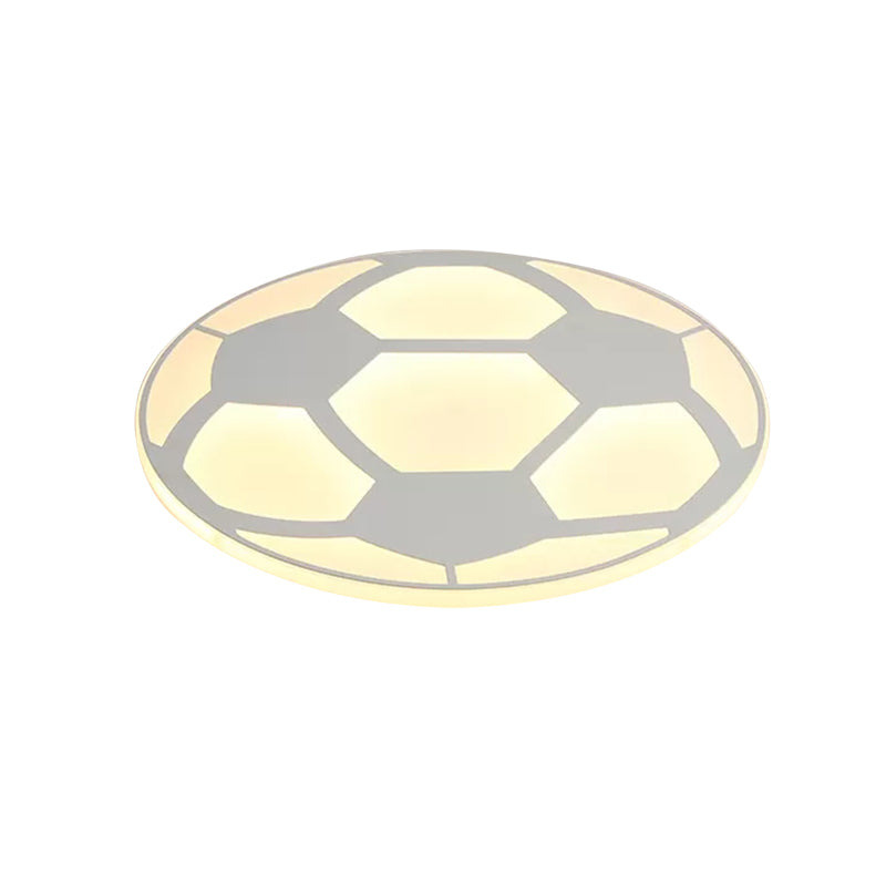 Sport Flat Soccer Flush Ceiling Light Acrylic Ceiling Mount Light in White for Kid Bedroom