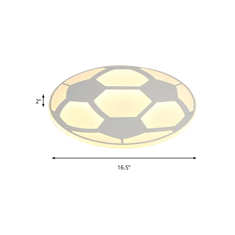 Sport Flat Soccer Flush Ceiling Light Acrylic Ceiling Mount Light in White for Kid Bedroom