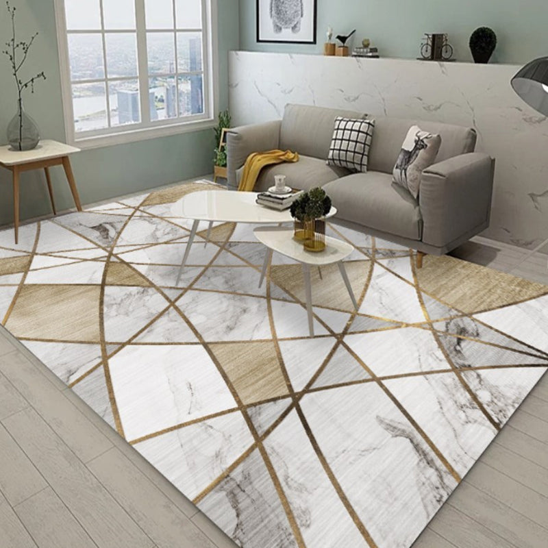 Nordic Geometric Pattern Rug Polyester Modernist Rug Pet Friendly Anti-Slip Backing Area Rug for Living Room