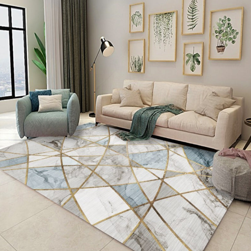 Nordic Geometric Pattern Rug Polyester Modernist Rug Pet Friendly Anti-Slip Backing Area Rug for Living Room