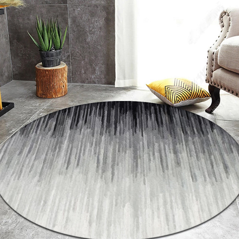 Grey Modern Rug Polyester Striped Ombre Pattern Rug Non-Slip Backing Pet Friendly Carpet for Living Room