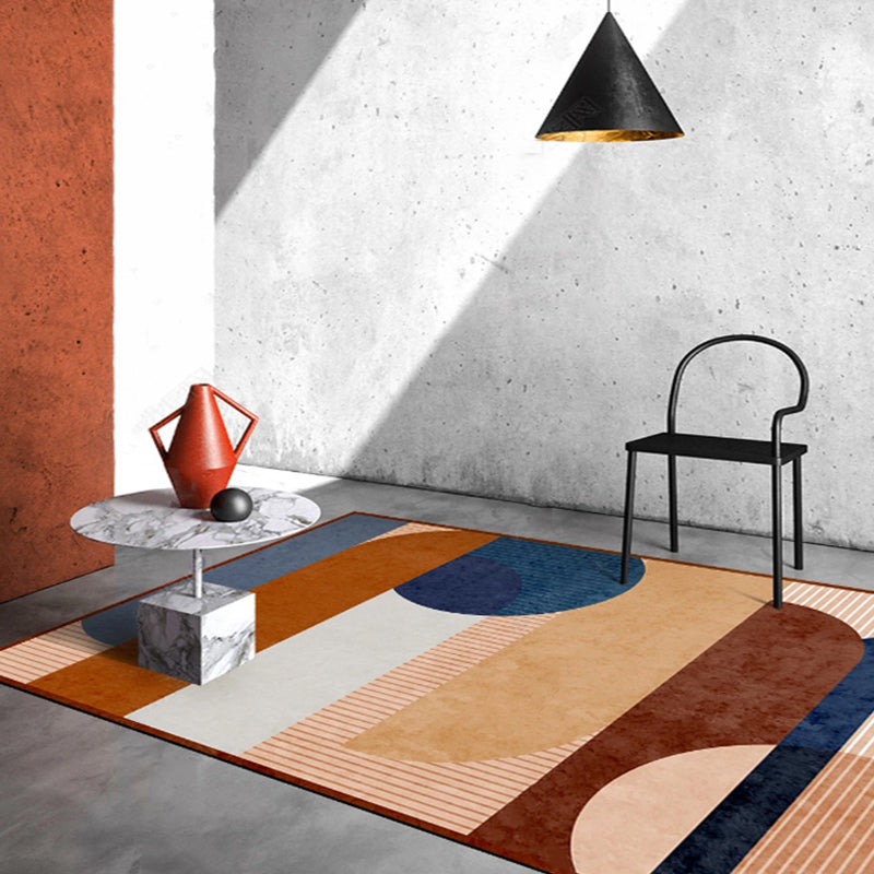 Alfombra de patrón rayado de color marrón alfombra poliéster modernista alfombra de área que no es compatible con la sala de estar para sala de estar