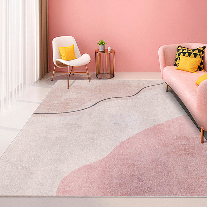 Nordic Colorblock Abstract Living Room Rug Polyester Novelty Abstract Rug Washable Pet Friendly Carpet