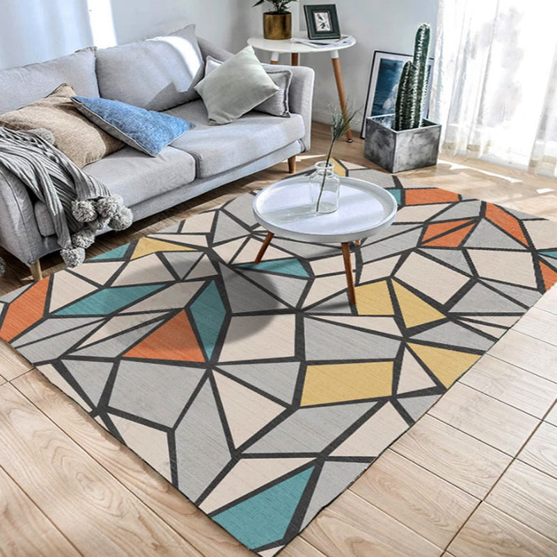 Colorblock Geometric Living Room Rug Polyester Novelty Abstract Rug Washable Pet Friendly Carpet