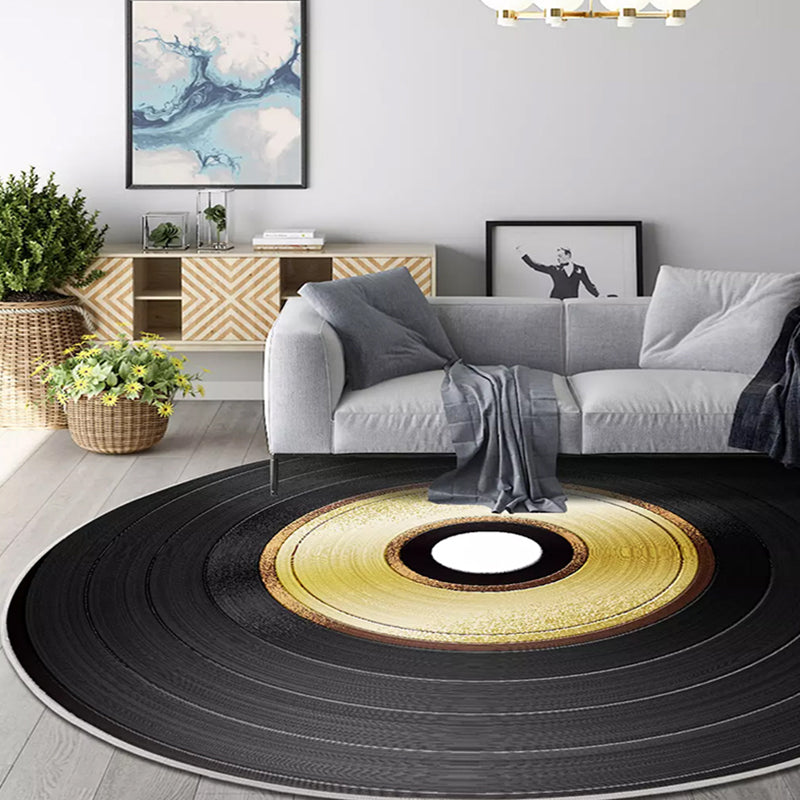 Novelty Concentric Circles Pattern Rug Multicolor Polyester Rug Pet Friendly Washable Carpet for Living Room