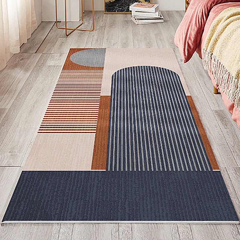 Stylish Modernist Rug Multicolor Striped Pat term Rug Washable Pet Friendly Non-Slip Carpet for Bedroom