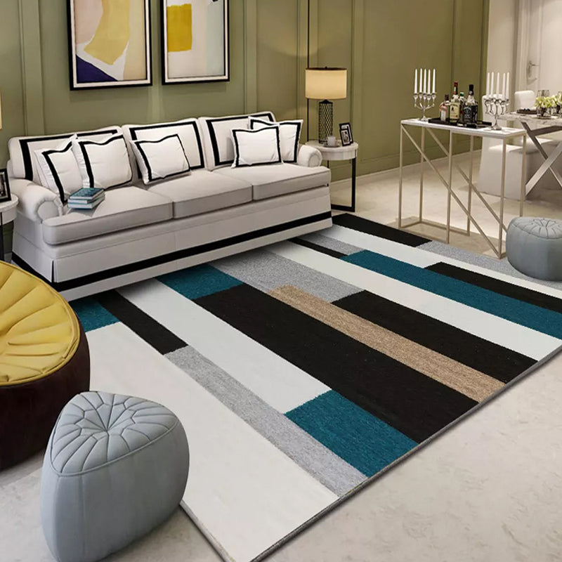 Casual Colorblock Geometric Pattern Rug Multicolor Polyester Rug Washable Non-Slip Pet Friendly Carpet for Living Room