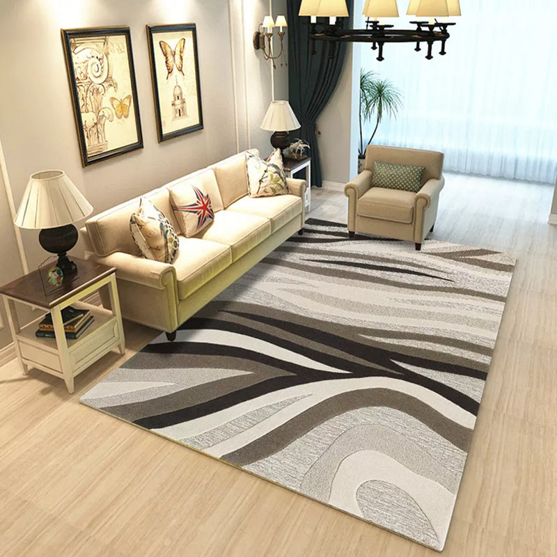 Fancy Colorblock Geometric Pattern Rug with Swirl Stripe Polyester Nordic Rug Pet Friendly Anti-Slip Backing Area Rug for Living Room