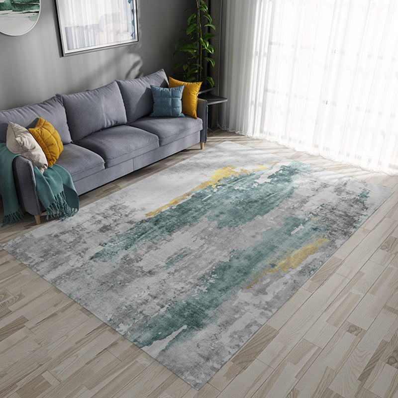 Grey Industrial Rug Flannel Abstract Rug Pet Friendly Washable Anti-Slip Backing Carpet for Living Room
