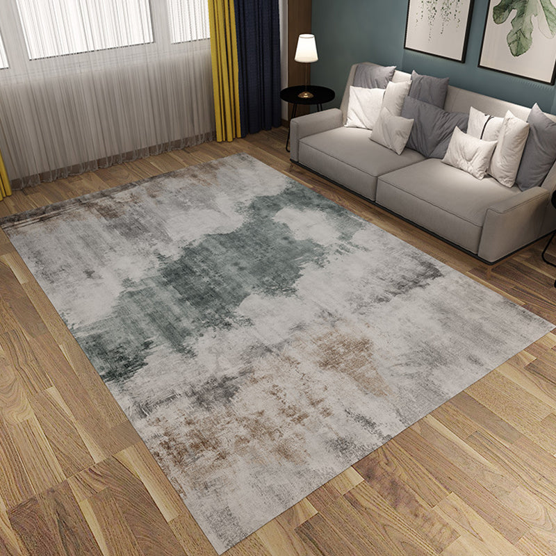 Grey Industrial Rug Flannel Abstract Rug Pet Friendly Washable Anti-Slip Backing Carpet for Living Room