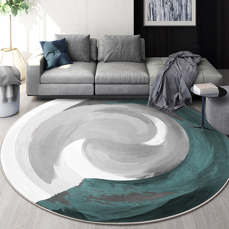 Stylish Pink Multicolor Contemporary Rug Polyester Abstract Watercolor Pattern Rug Non-Slip Pet Friendly Area Rug for Living Room