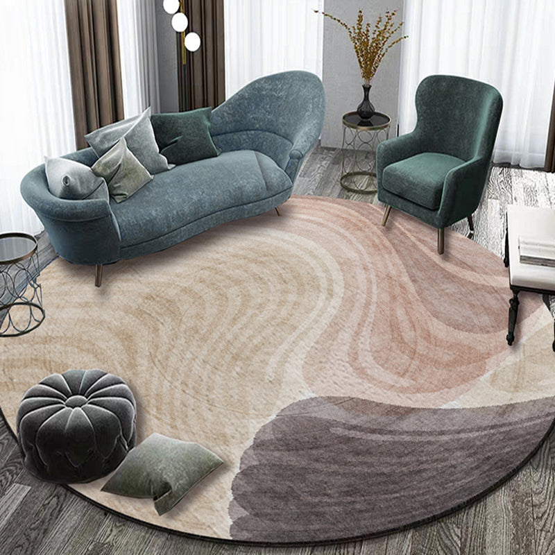 Stylish Pink Multicolor Contemporary Rug Polyester Abstract Watercolor Pattern Rug Non-Slip Pet Friendly Area Rug for Living Room