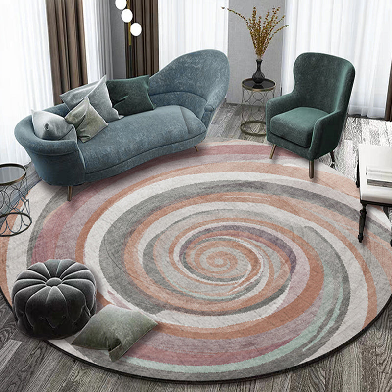 Stylish Pink Multicolor Contemporary Rug Polyester Abstract Watercolor Pattern Rug Non-Slip Pet Friendly Area Rug for Living Room