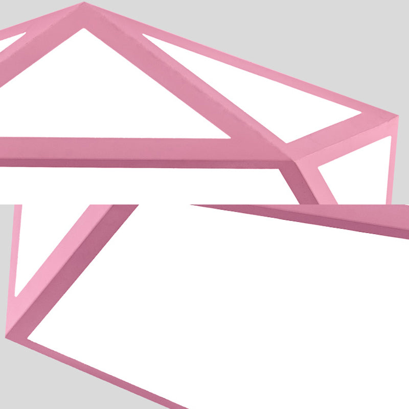 Acrylic Pentagon Ceiling Light Kid Bedroom Macaron Loft Ceiling Mount Light with Metal Guard