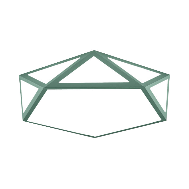 Acrylic Pentagon Ceiling Light Kid Bedroom Macaron Loft Ceiling Mount Light with Metal Guard