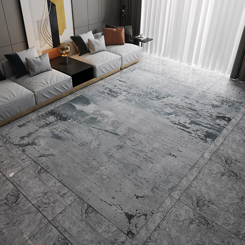 Industrial Abstract Rug Grey and Blue Flannel Rug Washable Pet Friendly Non-Slip Area Rug for Living Room