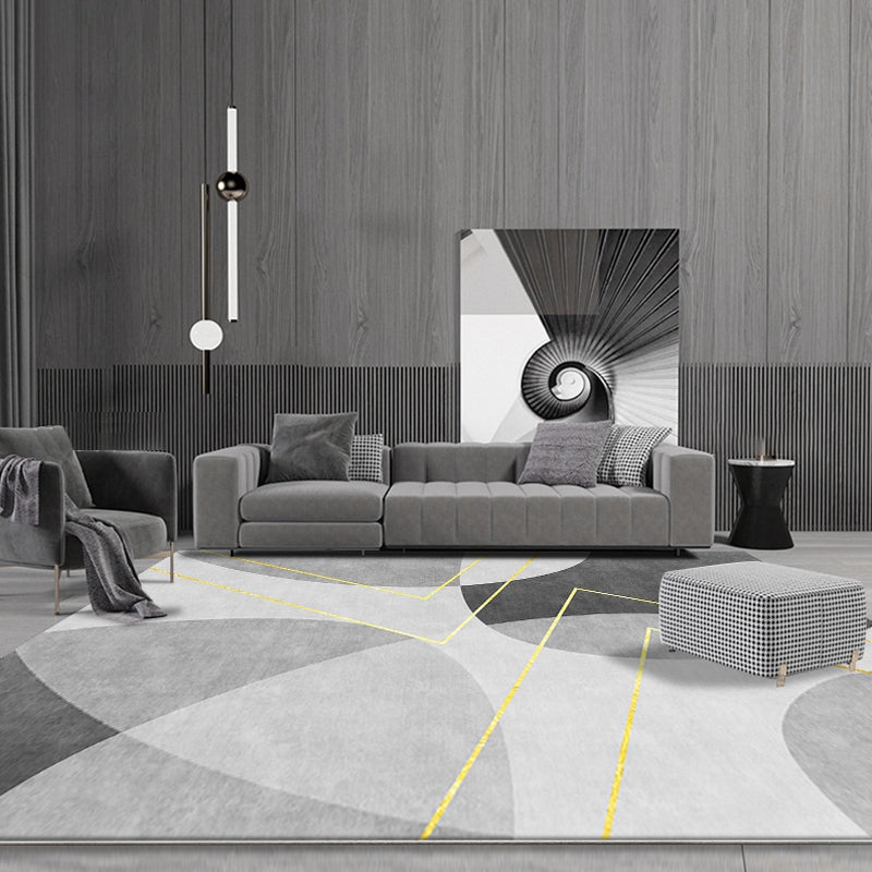 Unique Abstract Rug Blue and Grey Contemporary Rug Polyester Pet Friendly Washable Area Rug for Living Room