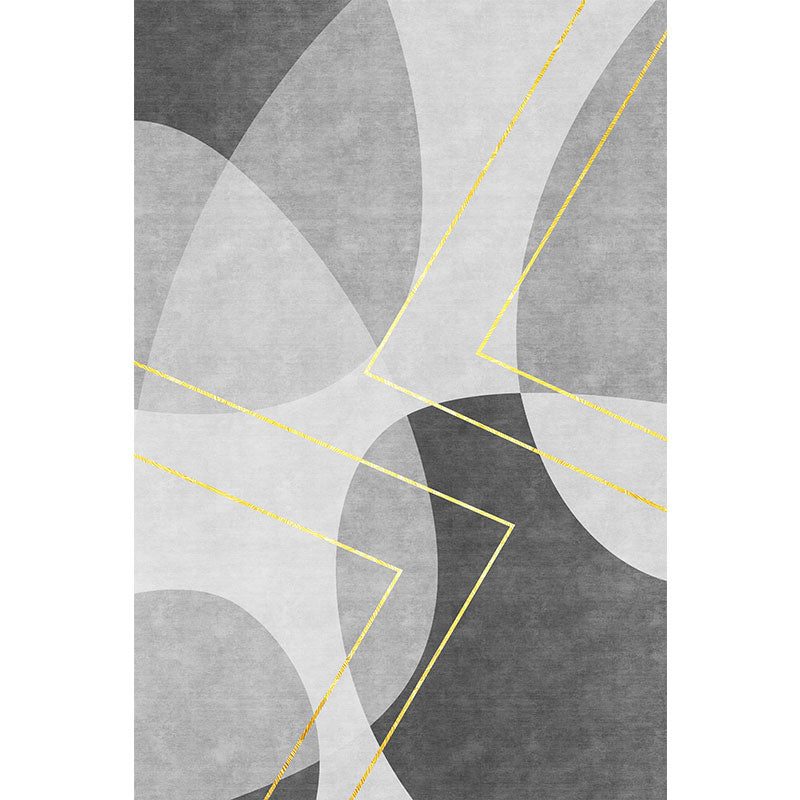 Unique Abstract Rug Blue and Grey Contemporary Rug Polyester Pet Friendly Washable Area Rug for Living Room