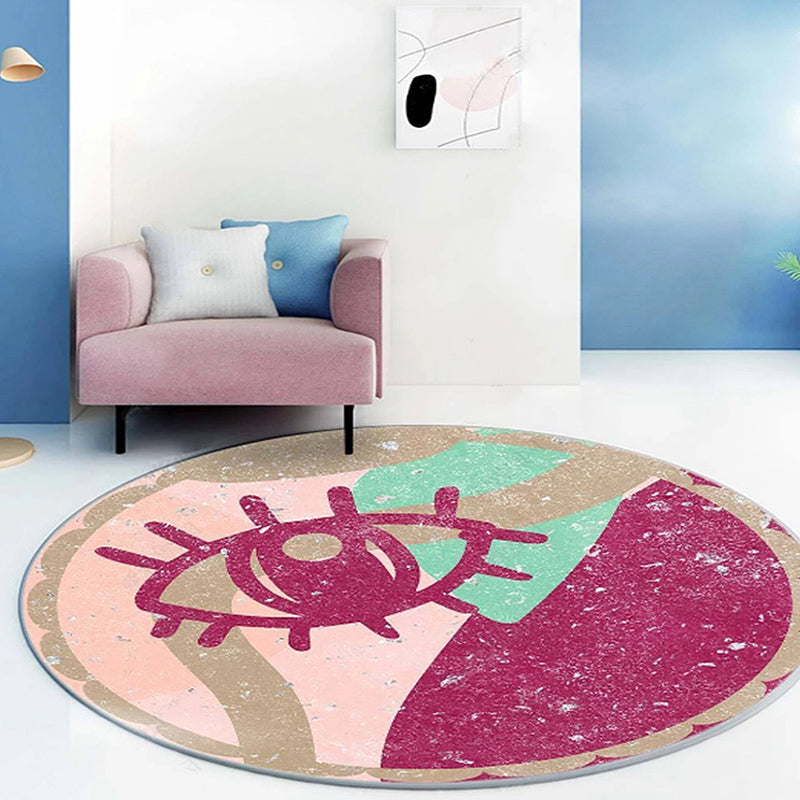 Fancy Modernism Rug Purple Multicolor Abstract Lipstick Pattern Rug Washable Pet Friendly Area Rug for Bedroom