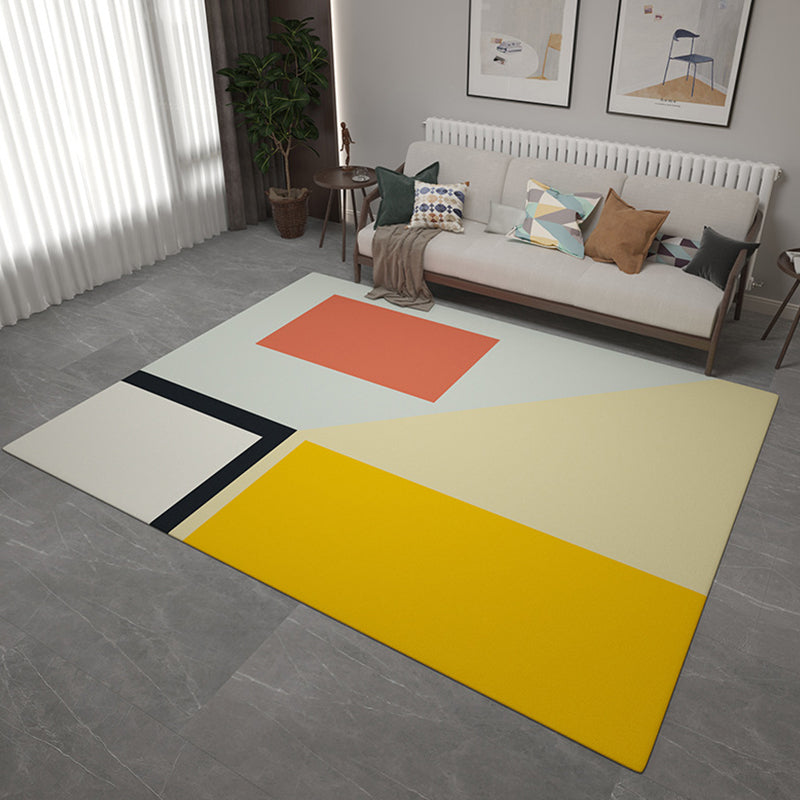 Multicolor Simplicity Rug Flannel Colorblock Rug Pet Friendly Washable Anti-Slip Backing Carpet for Living Room