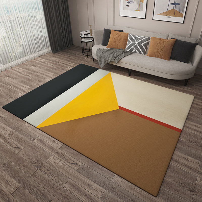 Multicolor Simplicity Rug Flannel Colorblock Rug Pet Friendly Washable Anti-Slip Backing Carpet for Living Room