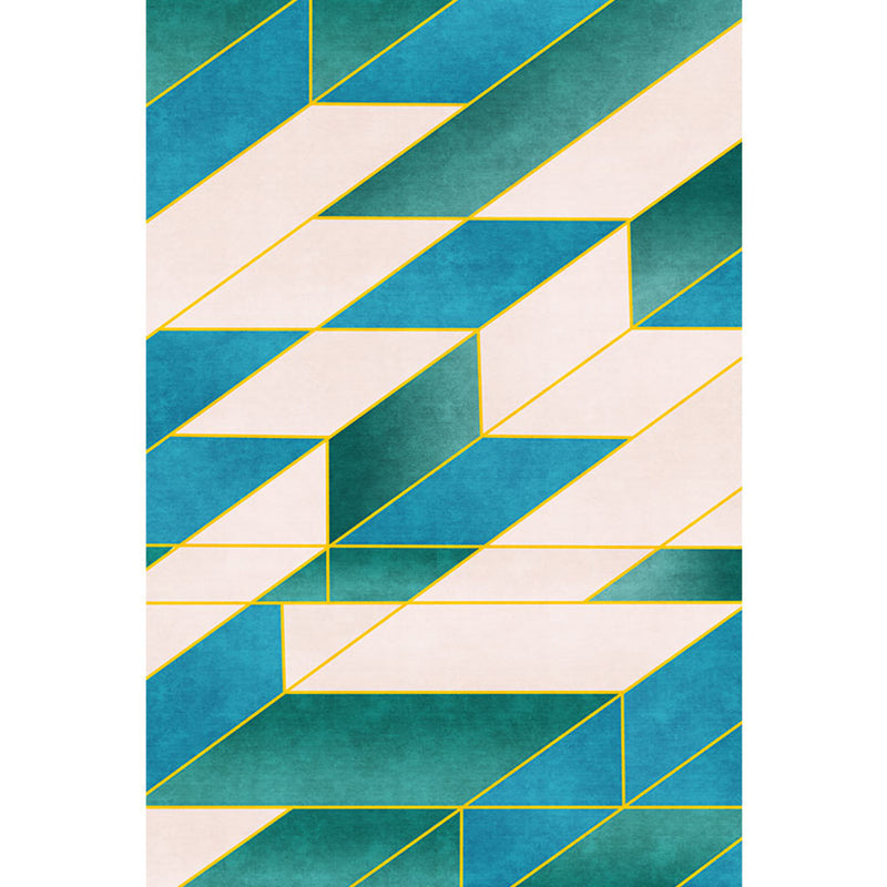 Usual Geometric Pattern Rug Green and Beige Contemporary Rug Polyester Pet Friendly Washable Area Rug for Living Room