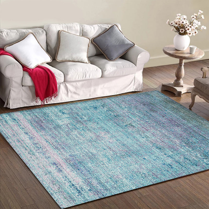 Simple Abstract Rug Blue Modern Rug Polyester Washable Pet Friendly Anti-Slip Carpet for Living Room