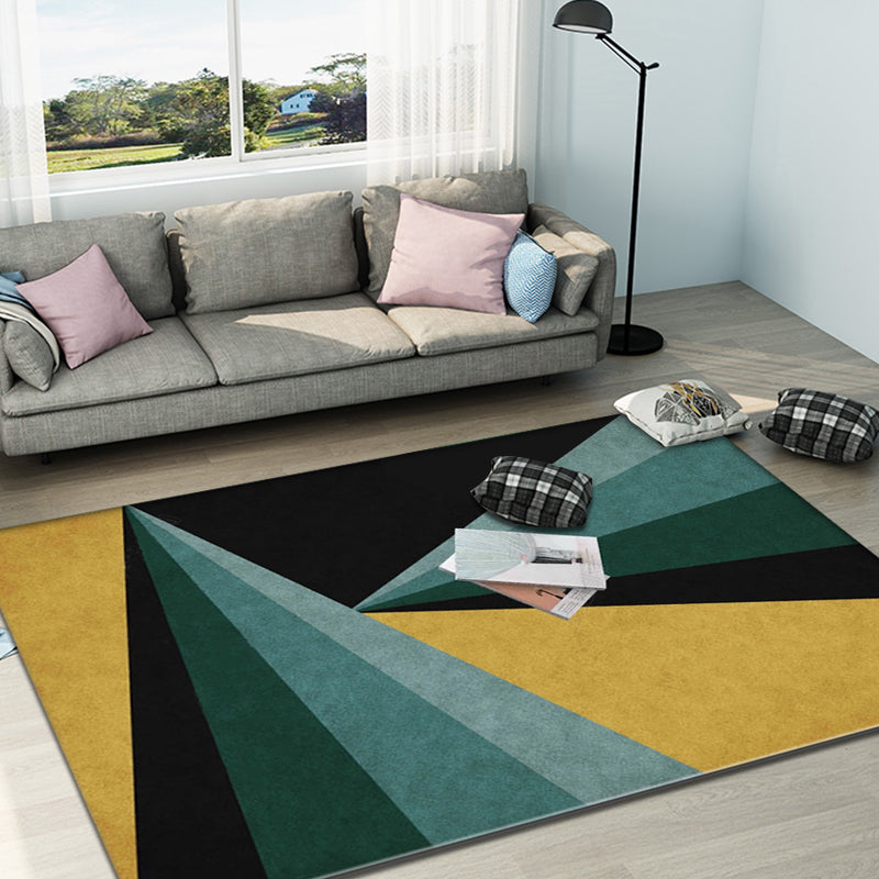 Multicolor Bedroom Rug Polyester Modernism Colorblock Geometric Pattern Rug Washable Pet Friendly Carpet