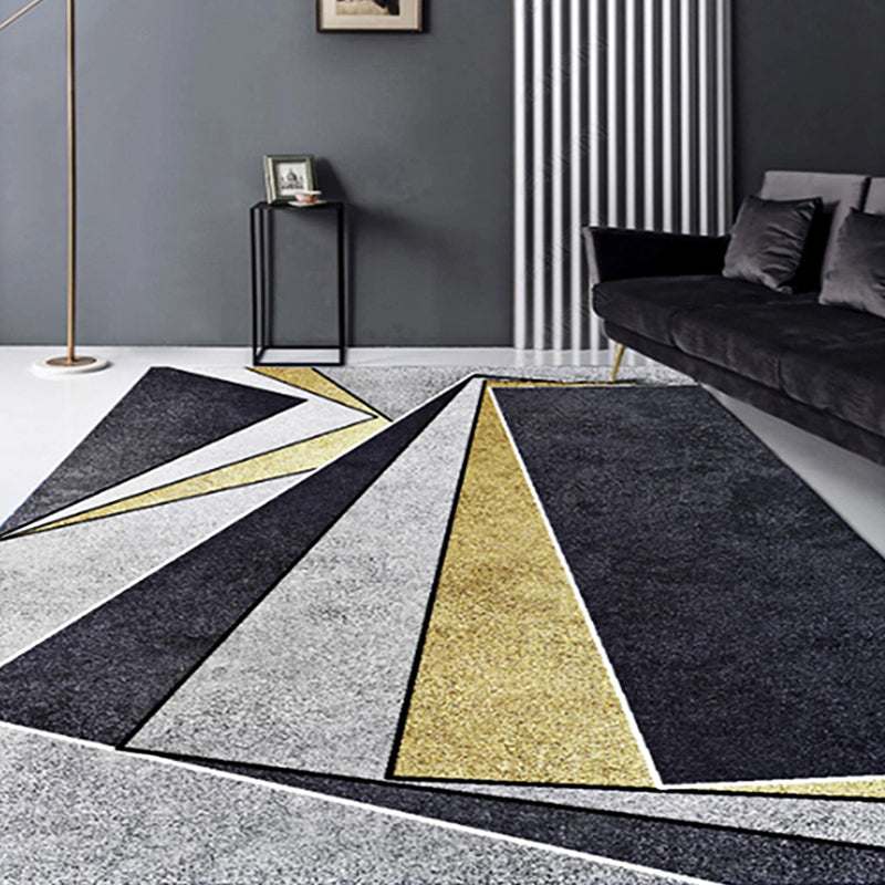 Multicolor Bedroom Rug Polyester Modernism Colorblock Geometric Pattern Rug Washable Pet Friendly Carpet