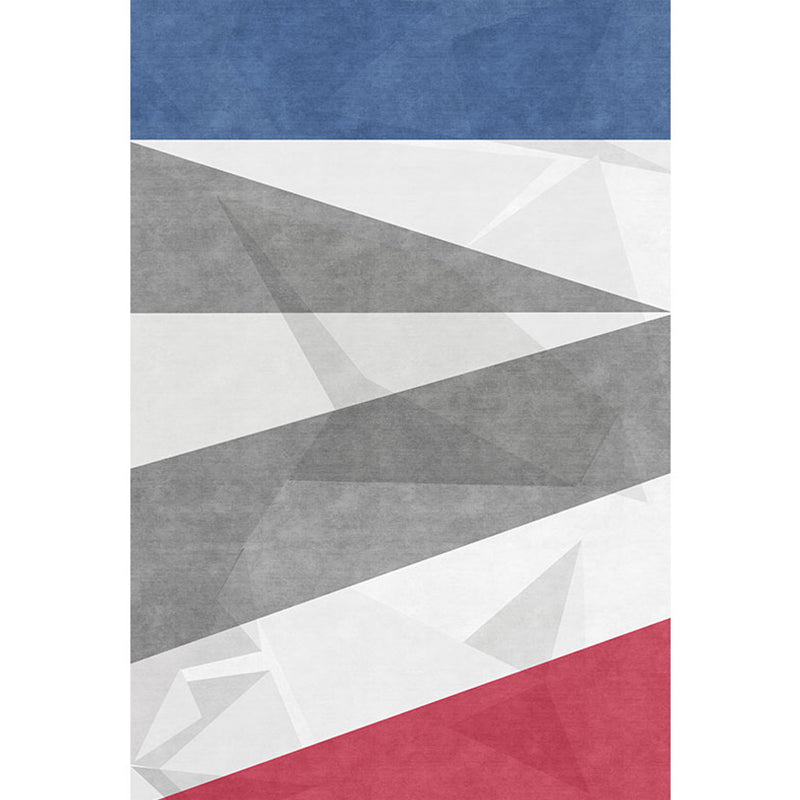 Grey and Blue Modernist Rug Polyester Colorblock Rug Pet Friendly Washable Anti-Slip Backing Carpet for Living Room