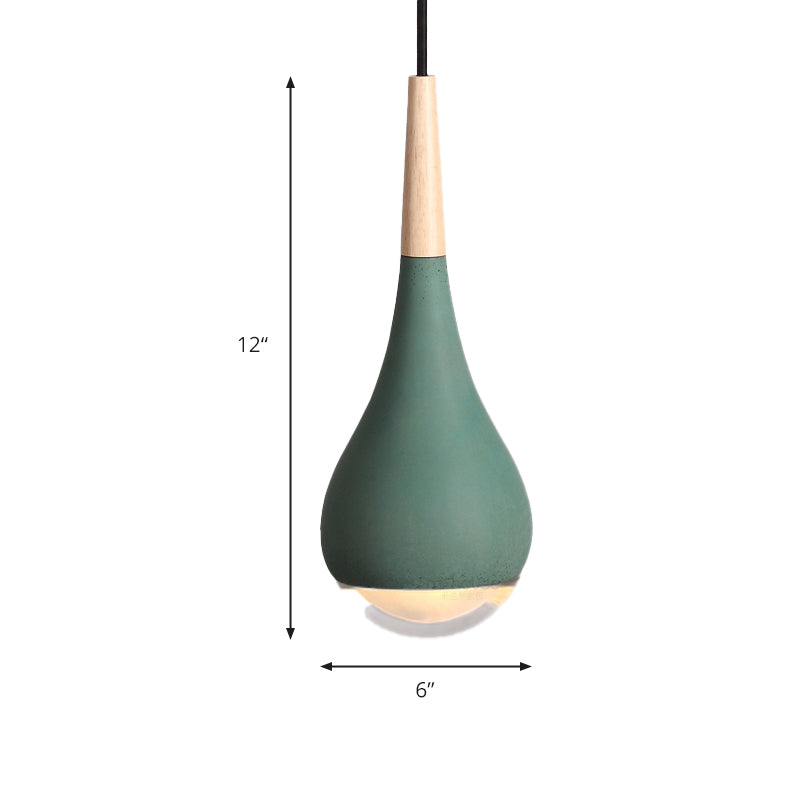 Pear Pendant Lighting Nordic Cement 1 Light Grey/Red/Green Hanging Ceiling Light
