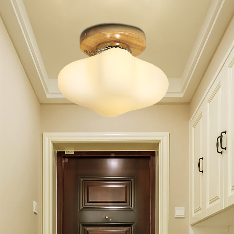 Lumo a fiuto quadrati curvi in vetro di latte 1 hotel 1 lampadina a soffitto in stile semplice in bianco