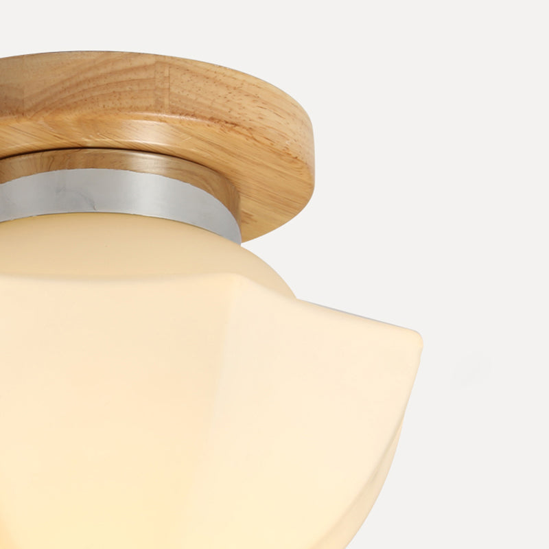 Lumo a fiuto quadrati curvi in vetro di latte 1 hotel 1 lampadina a soffitto in stile semplice in bianco