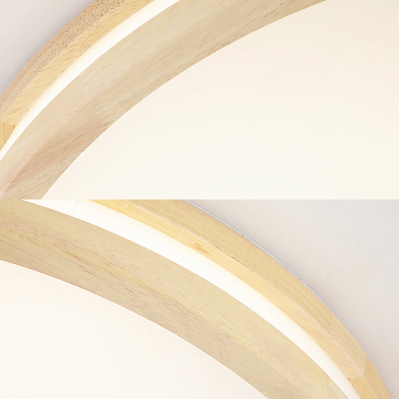 Japanese Style Circle Flush Ceiling Light Acrylic and Wood 12"/16"/19.5"/23.5 inch Wide LED Ceiling Lamp in Beige for Porch