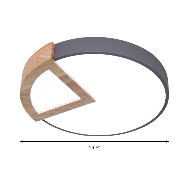 Kleuterschool Platte Ronde Flush Plafond Licht met hout Driehoek Acryl Nordic Green/Grey/Pink/geel/Wit LED Plafond Lamp in Warm/Wit