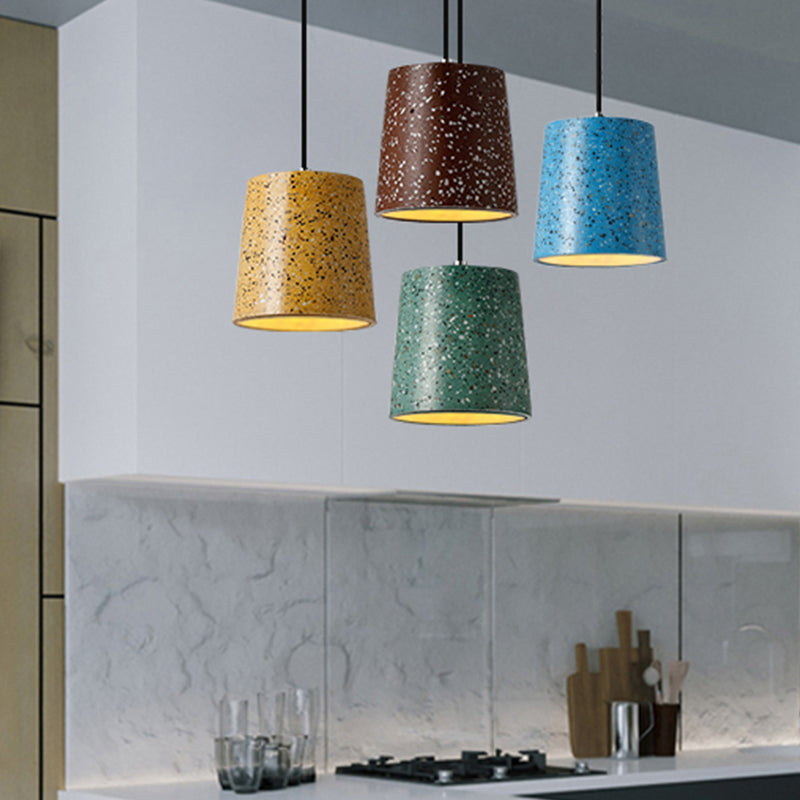 Iluminación colgante de cono de cemento en estilo nórdico 1 luz negra/blanca/marrón colgante luz