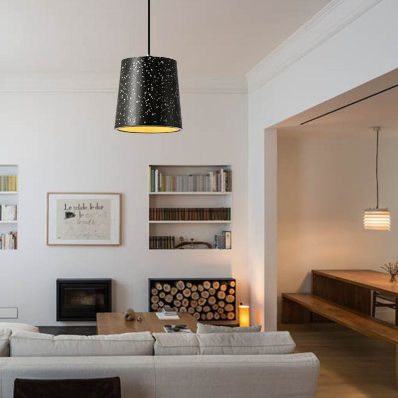 Iluminación colgante de cono de cemento en estilo nórdico 1 luz negra/blanca/marrón colgante luz