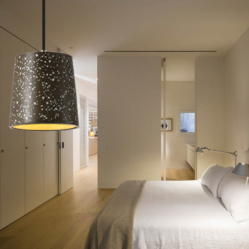 Iluminación colgante de cono de cemento en estilo nórdico 1 luz negra/blanca/marrón colgante luz