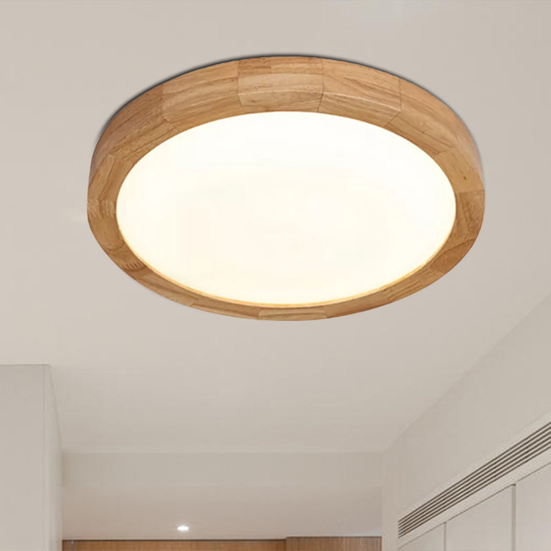 12 "/16" Dia Contemporary Rotonda Legno Flush Light Fixture Single Light Massimale Lampada per Bedroom in Warm / White Light