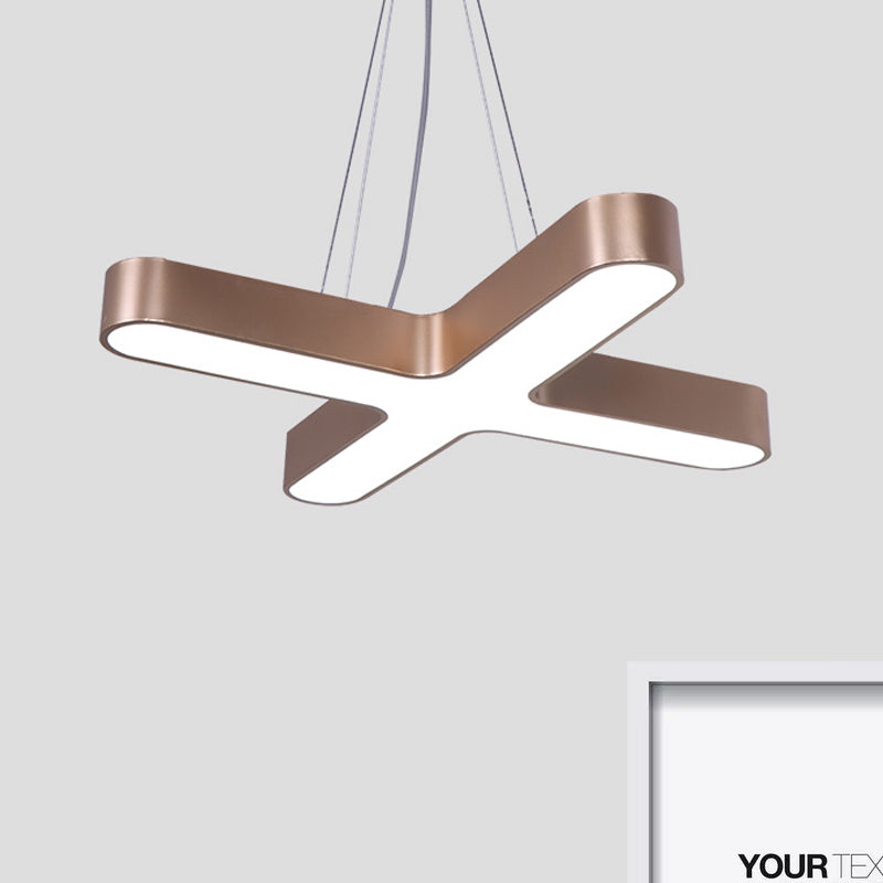 White/Black/Gold Cross Hanging Lamp Modern 23.5"/35.5" Wide Led Metal Ceiling Pendant Light for Office with Opaline Diffuser