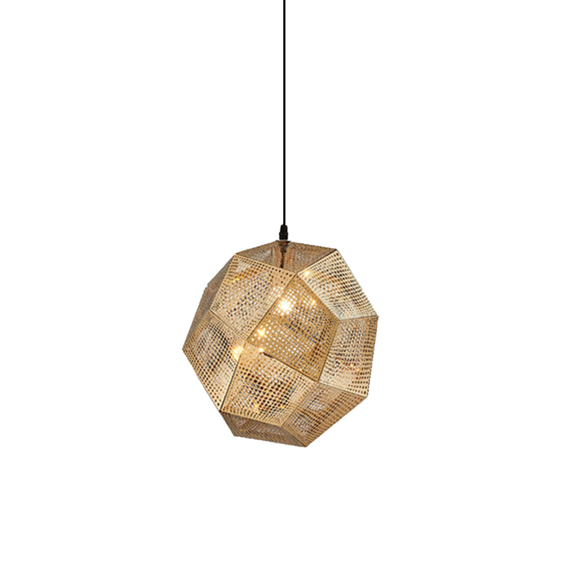 10"/12.5"/19"W Faceted Globe Pendant Lighting Contemporary Metal 1 Light Sliver/Gold/Rose Gold Hanging Ceiling Light